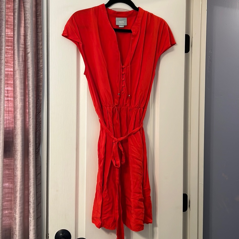 Maeve orange large Anthropologie dress.